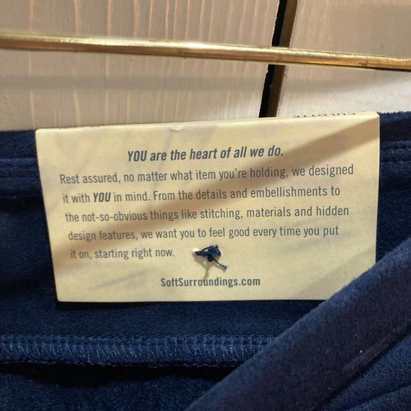 NWT soft surroundings blue velour laser cut culotte crop pant XL - Picture 4 of 7